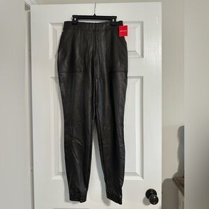 SPANX Women’s Sleek Black Faux Leather Joggers